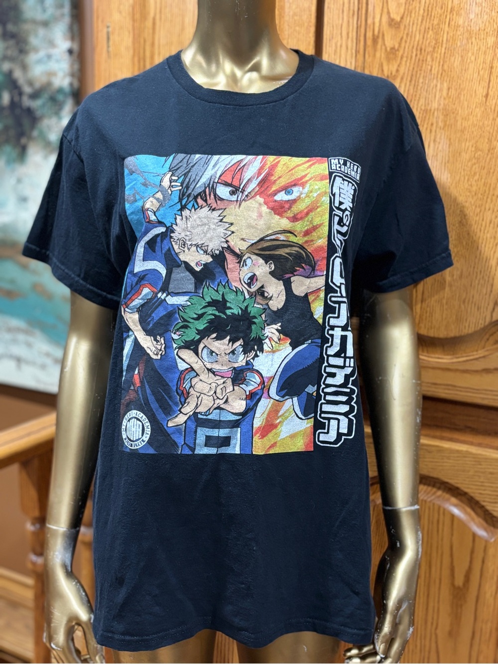 Black Anime Graphic Kids Short Sleeve Tee - My Hero Academia Style (Youth size)